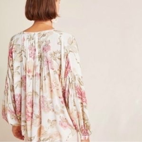 Beautiful flowery FRYE x ANTHROPOLOGIE balloon sleeve shirt - Picture 3 of 15
